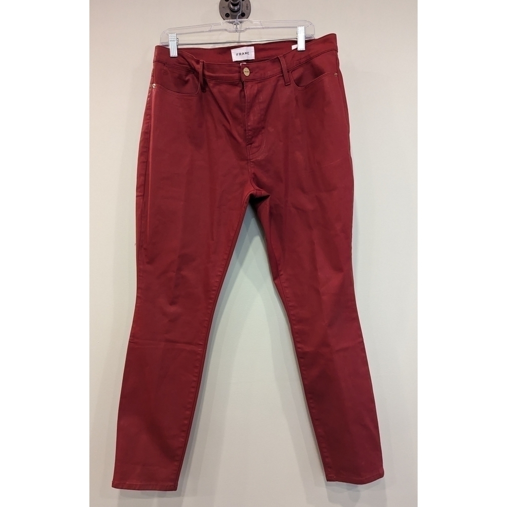 FRAME Le High Skinny Washed Red Coated Jeans Size 32